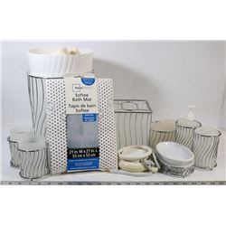 MATCHING BATHROOM SET INCLUDING GARBAGE CAN, TOOTH