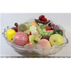 LARGE SERVING DISH FULL OF FAKE FRUIT