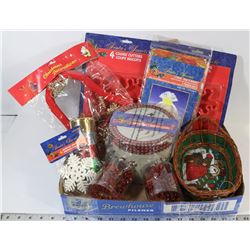 FLAT OF ASSORTED CHRISTMAS DECORATIONS