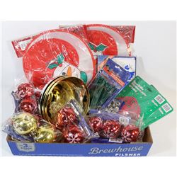 FLAT OF ASSORTED CHRISTMAS DECORATIONS