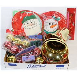 FLAT OF ASSORTED CHRISTMAS DECORATIONS