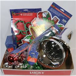 FLAT OF ASSORTED CHRISTMAS DECORATIONS