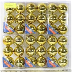 36 GOLD CHRISTMAS BALLS