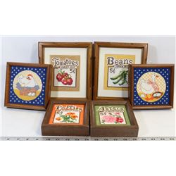 FLAT OF 6 NEEDLEPOINT FRAMED ARTWORK