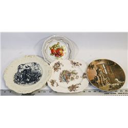 FOUR DECORATIVE PLATES INCL ANTIQUE 1837 PICKWICK