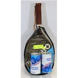 2 RACQUETBALL RACKETS & 2 CANS OF NEW BALLS