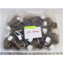 LOT OF 28 AMBER GLASS MEDICINE BOTTLES WITH CAP