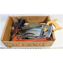 BOX OF ASSORTED HAND TOOLS
