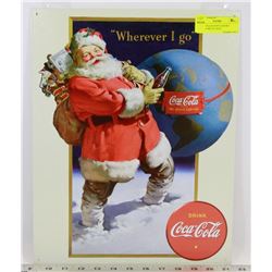 COCA COLA & SANTA RETRO REPLICA METAL SIGN