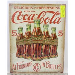 COCA COLA 5 CENT RETRO REPLICA METAL SIGN