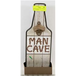 NEW MAN CAVE WOOD  AND METAL BOTTLE OPENER
