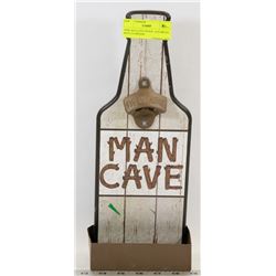 NEW MAN CAVE WOOD  AND METAL BOTTLE OPENER