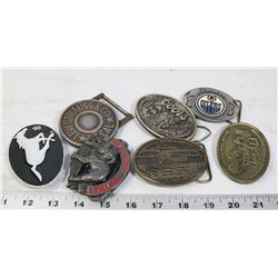 LOT OF 7 BELT BUCKLES INCL OILERS, COORS, LEVI'S