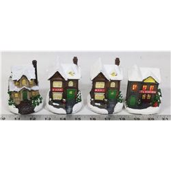 NEW LED MINI 4 PIECE GINGERBREAD VILLAGE SET