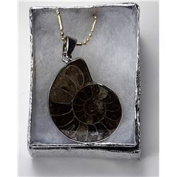 13)  AMMOLITE FOSSIL SPECIMEN PENDANT