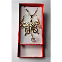12)  GOLD TONE & CLEAR CRYSTAL BUTTERFLY