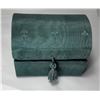 Image 2 : 30)  GREEN SILK TREASURE BOX CONTAINING