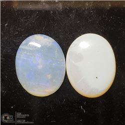 379) 2 GENUINE AUSTRALIAN OPALS, OVAL CABOCHON,