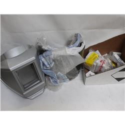 BOX W/ WELDING MASKS, VISORS, SAFETY VALVES, DIES