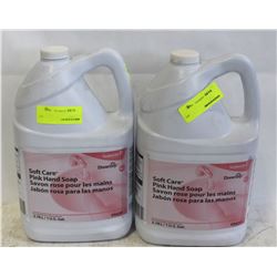 TWO 1 GALLON JUGS OF SOFT CARE PINK HAND SOAP
