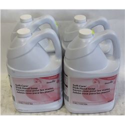 FOUR 1 GALLON JUGS OF SOFT CARE PINK HAND SOAP