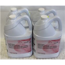 FOUR 1 GALLON JUGS OF SOFT CARE PINK HAND SOAP
