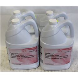 FOUR 1 GALLON JUGS OF SOFT CARE PINK HAND SOAP