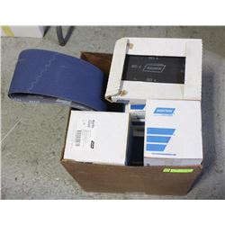 BOX OF ASSORTED SANDPAPER AND FINISHING PADS
