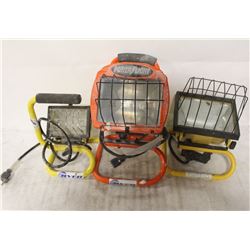 GROUP OF 3 ASSORTED HALOGEN JOBSITE LIGTS