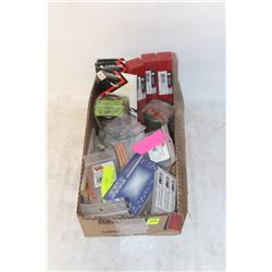 FLAT WITH ASSORTED DRILL BITS, NOZZLES HEAD, TAPS