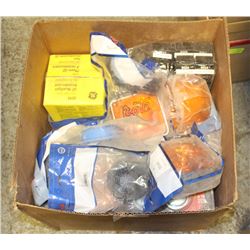 BOX OF AUTOMOTIVE LAMPS & LAMP COVERS