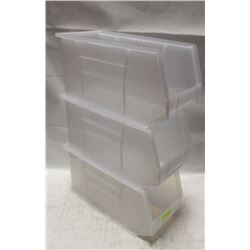 LOT OF 3 AKROBINS CLEAR/STACKING ORGANISERS