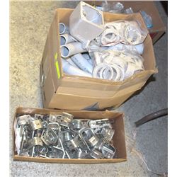 LOT OF 90-DEGREE ELBOWS-PVC PIPING, BUSHING RINGS