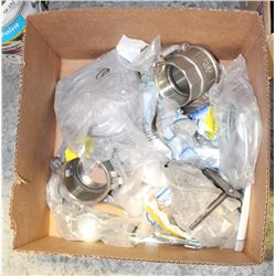 FLAT OF ASSORTED SS CAMLOCKS, 2" WATHER CADS,