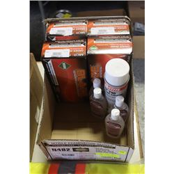 FLAT OF BLAZE GLOVES, BIO HAND CLEANER AND