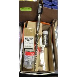 FLAT OF ASSORTED ITEMS, PUNCHES, MILWAUKEE BLADES