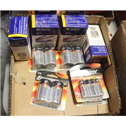FLAT OF WIRE LABELS & D BATTERIES & AA BATTERIRES