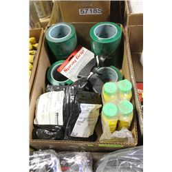 FLAT OF GREEN VINYL TAPE, RUSTOLEUM SPRAY GRIP,