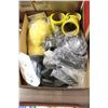 Image 1 : FLAT OF SAFETY GEAR: HARDHAT, 5 ROLLS OF CAUTION