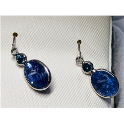 3) 14KT GOLD TANZANITE & DIAMOND EARRINGS