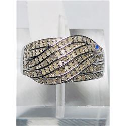 4) STERLING SILVER DIAMOND BAND RING