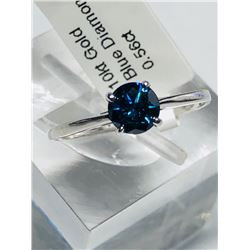 6) 10KT GOLD BLUE DIAMOND RING