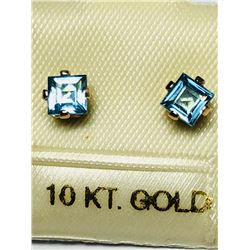 15) 10KT GOLD BLUE TOPAZ EARRINGS