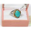 Image 1 : 16) STERLING SILVER TURQUOISE AND CITRINE RING
