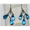 Image 1 : 20) 14KT BLUE TOPAZ & WHITE SAPPHIRE EARRINGS