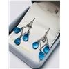 Image 3 : 20) 14KT BLUE TOPAZ & WHITE SAPPHIRE EARRINGS