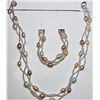 Image 1 : 21)  FRESHWATER PEARL NECKLACE AND BRACELET SET