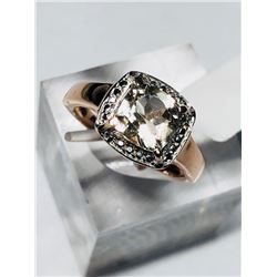 22) STERLING SILVER MORGANITE RING