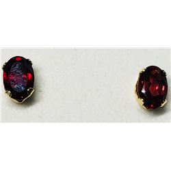 43) 18KT GOLD GARNET EARRINGS