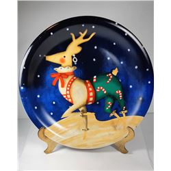 1)  REINDEER XMAS PLATE